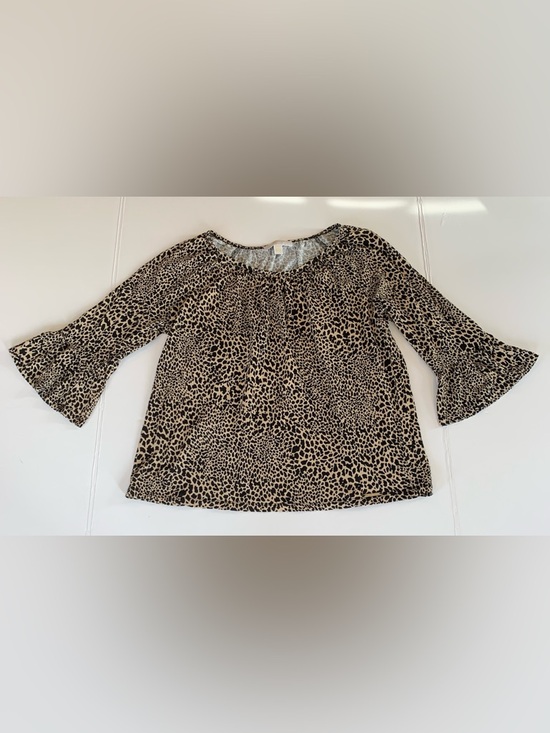MICHAEL Michael Kors Tops - MICHAEL Michael Kors Women’s Large Beige and Black Leopard Print Bell Sleeve Top